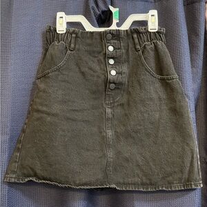 GU Black Denim Knee Length Skirt Buttons Pockets Japanese Women’s Size XL